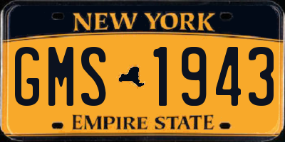 NY license plate GMS1943