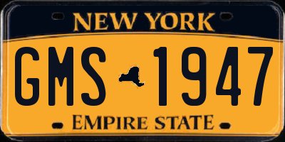 NY license plate GMS1947
