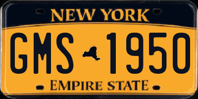 NY license plate GMS1950