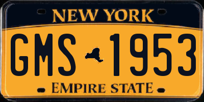 NY license plate GMS1953