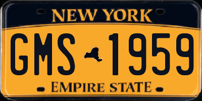 NY license plate GMS1959