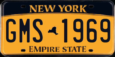NY license plate GMS1969