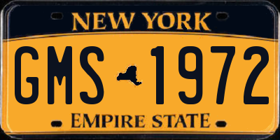 NY license plate GMS1972
