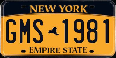 NY license plate GMS1981