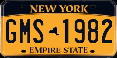 NY license plate GMS1982