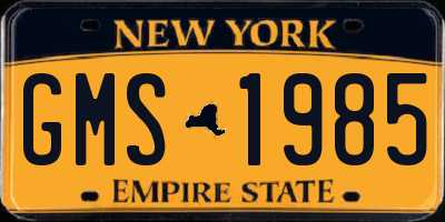 NY license plate GMS1985