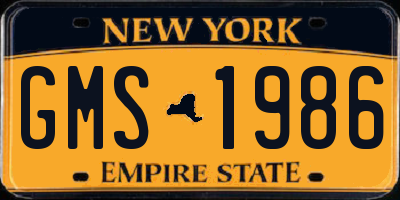 NY license plate GMS1986