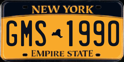 NY license plate GMS1990