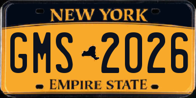 NY license plate GMS2026