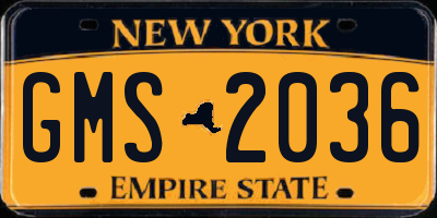 NY license plate GMS2036