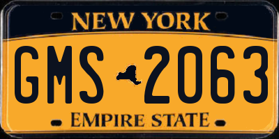 NY license plate GMS2063