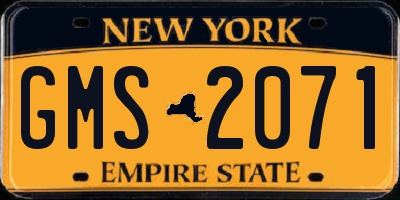 NY license plate GMS2071