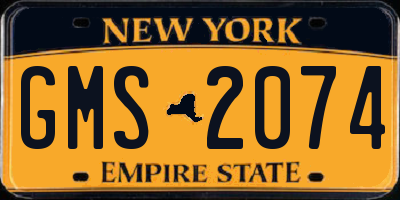 NY license plate GMS2074