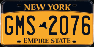 NY license plate GMS2076