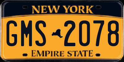 NY license plate GMS2078