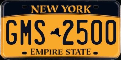 NY license plate GMS2500