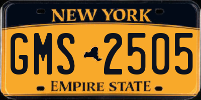 NY license plate GMS2505