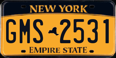 NY license plate GMS2531
