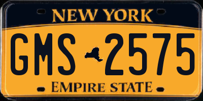 NY license plate GMS2575