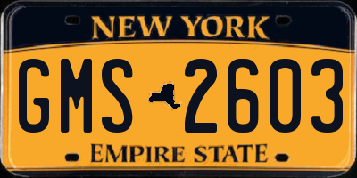 NY license plate GMS2603