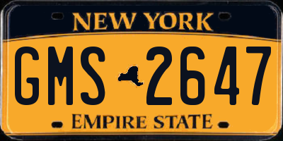 NY license plate GMS2647