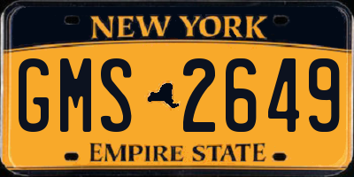 NY license plate GMS2649