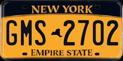NY license plate GMS2702