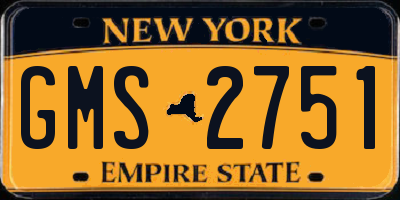 NY license plate GMS2751