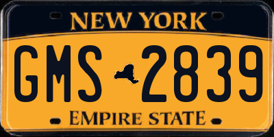 NY license plate GMS2839