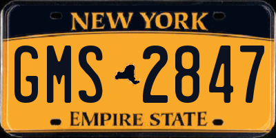 NY license plate GMS2847