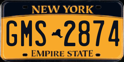 NY license plate GMS2874