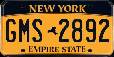 NY license plate GMS2892
