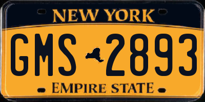 NY license plate GMS2893