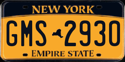 NY license plate GMS2930