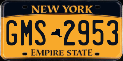 NY license plate GMS2953