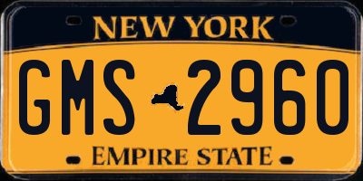 NY license plate GMS2960