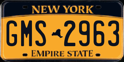 NY license plate GMS2963