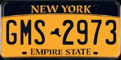 NY license plate GMS2973