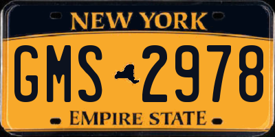 NY license plate GMS2978