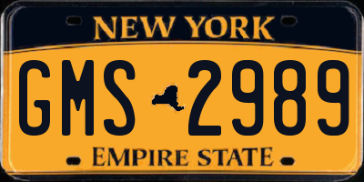 NY license plate GMS2989
