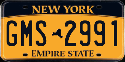 NY license plate GMS2991