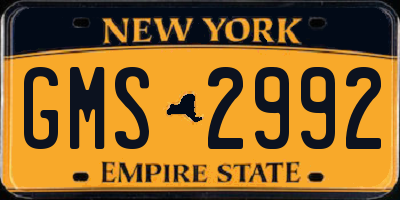 NY license plate GMS2992