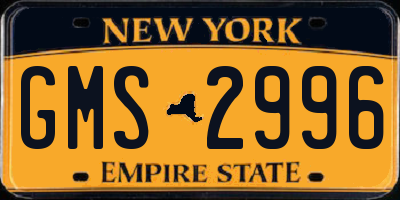 NY license plate GMS2996
