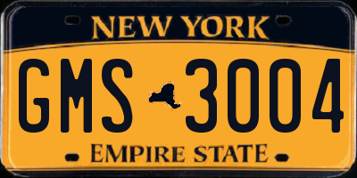 NY license plate GMS3004