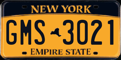 NY license plate GMS3021