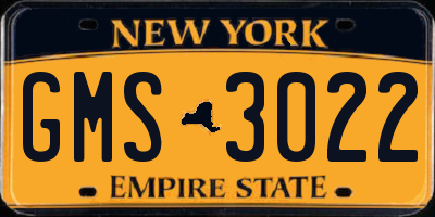 NY license plate GMS3022