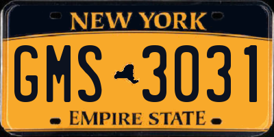 NY license plate GMS3031