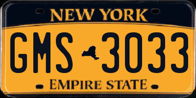 NY license plate GMS3033