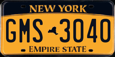 NY license plate GMS3040