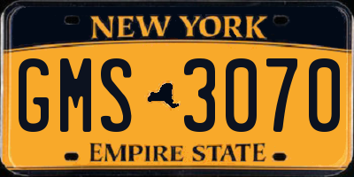 NY license plate GMS3070
